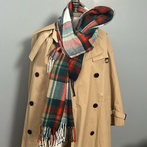 J crew plaid rectangular scarf with fringes - gently used